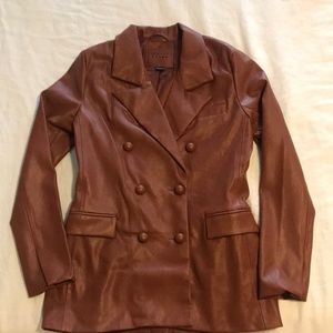 Tan / cognac faux leather blazer / jacket.